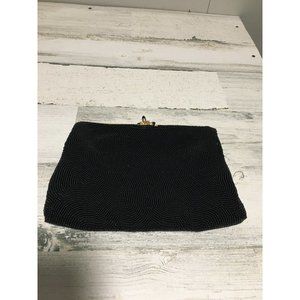 Vintage woman’ black beaded clutch bag made in France  for Rich’s Department sto